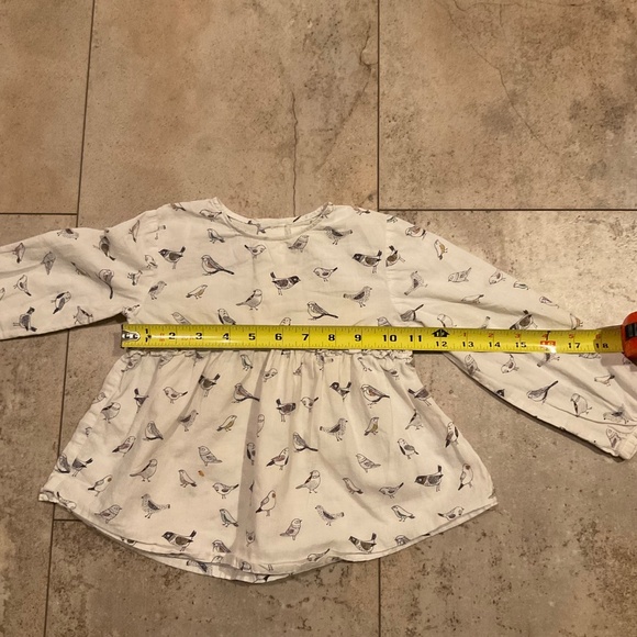 Zara Baby Girl Birds Shirt Sz 3-4 Years - Picture 7 of 9
